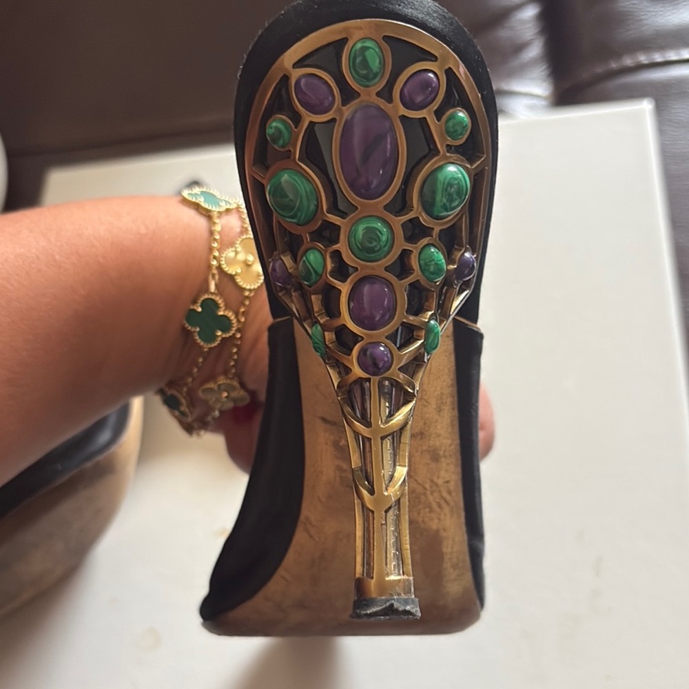 Louis Vuitton Black and Gold Mules - Picture 3 of 5